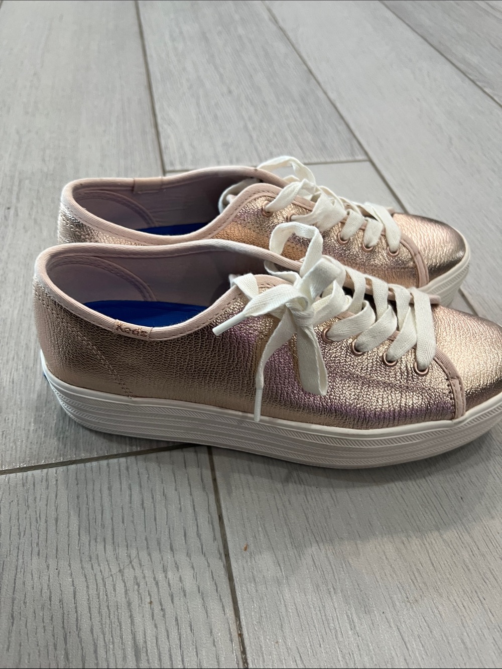 Keds Rose Gold Metallic Platform Lace-Up Sneakers